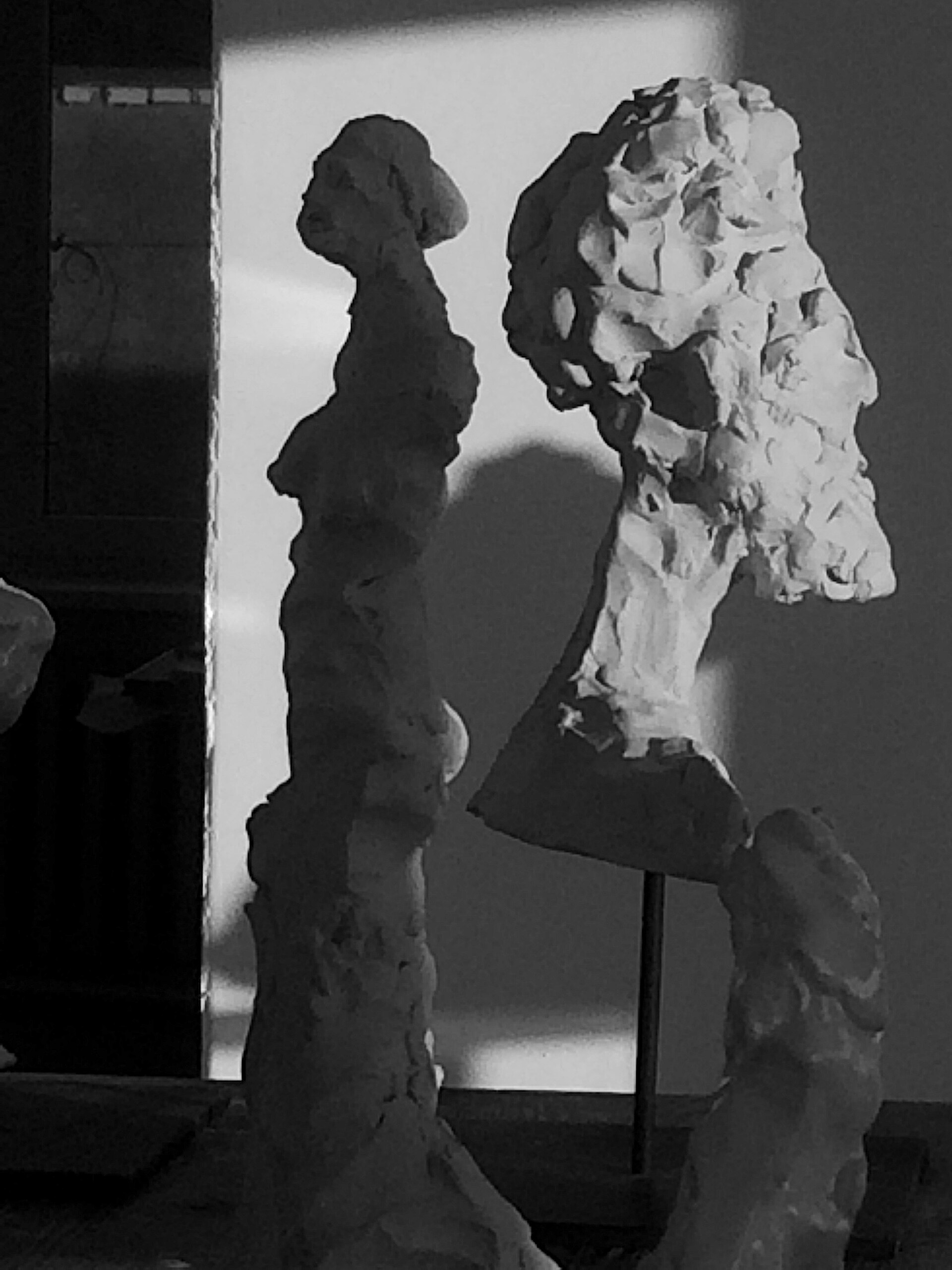 Unglazed ceramic sculptures in Christopher Flach's New York City studio, 2021