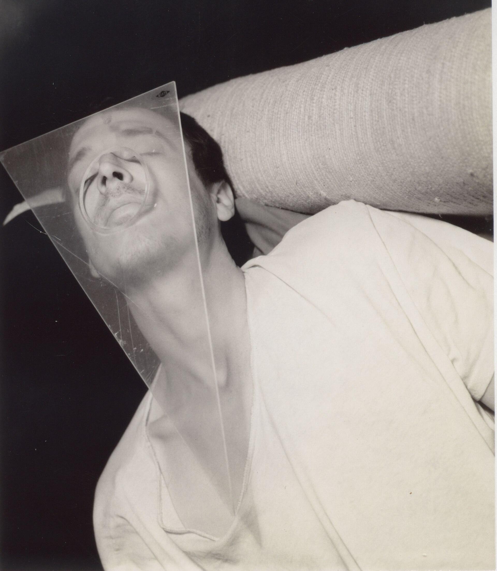 Skip Arnold with plastc ruler tray for eyes la studio ca poloroid 4x5 speed graphic, by Christopher Flach